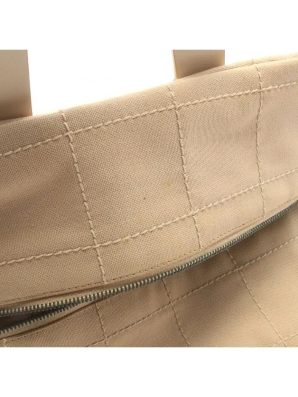 Chanel Choco Bar Beige Canvas Leather Bar Boston Bag